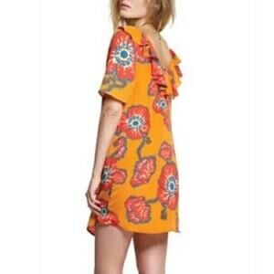 TUCKER Floral Short Sleeve Dress with Ruffles - Size S